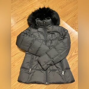 Calvin Klein Black Quilted Faux-Fur Hooded Puffer Coat